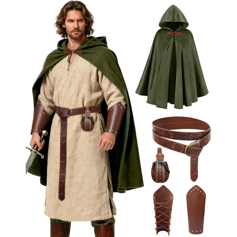 Medieval Renaissance Costume Accessories Cloak Belt Pouch Bracers Unisex